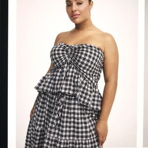 TORRID Strapless Cinched Tube Top Abbey Plaid Black and White Women’s Size 3X